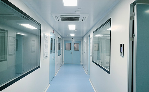 Corridoio di laboratorio di camere bianche e layout della struttura
