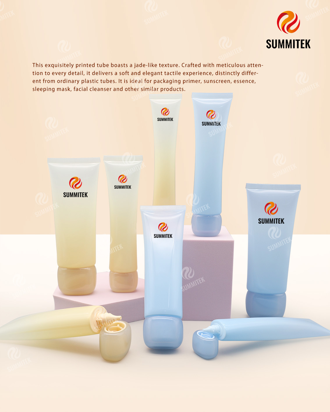 Tubo con trama di giada | Tubo cosmetico da spremere con vernice soft touch