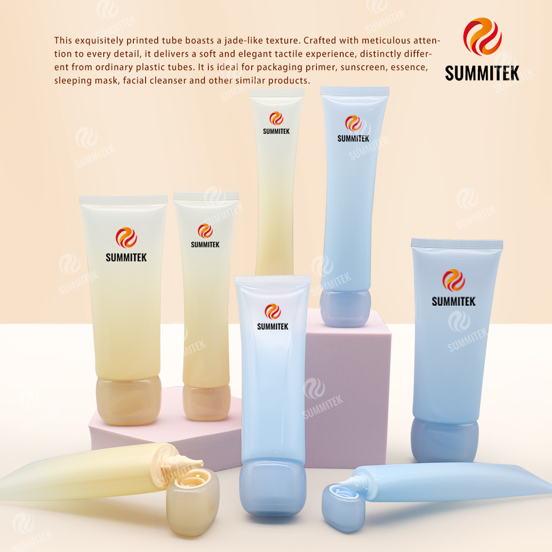 Tubo con trama di giada | Tubo cosmetico da spremere con vernice soft touch