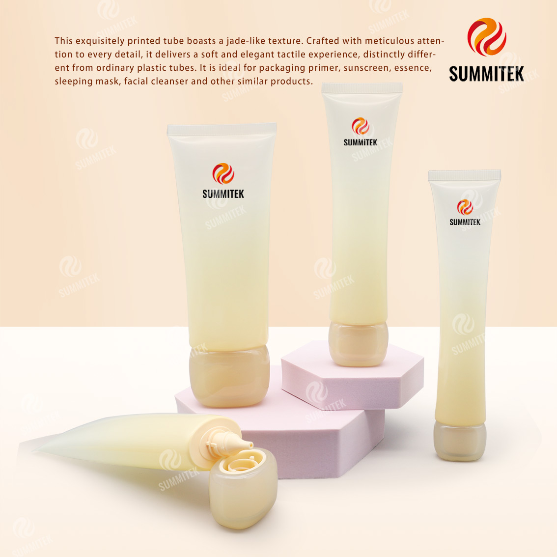 Tubo con trama di giada | Tubo cosmetico da spremere con vernice soft touch