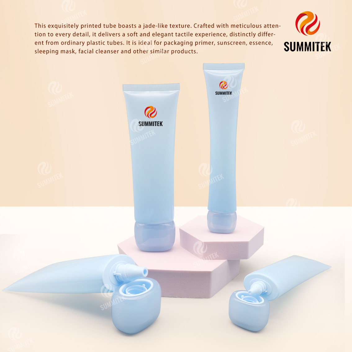 Tubo con trama di giada | Tubo cosmetico da spremere con vernice soft touch