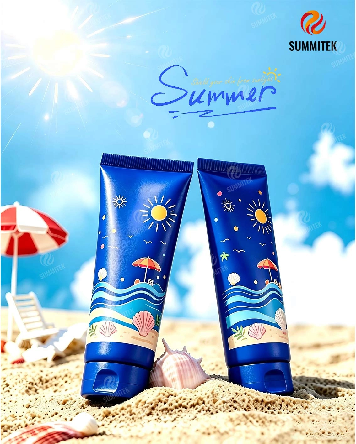Tubi di plastica per protezione solare personalizzati | Confezione di lusso per la cura del sole