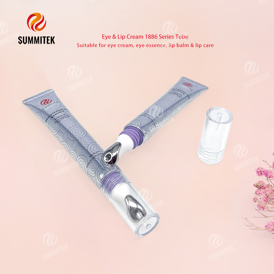 D16/D19 Tubo crema per occhi e labbra | Confezione per testina massaggiante con applicatore in metallo