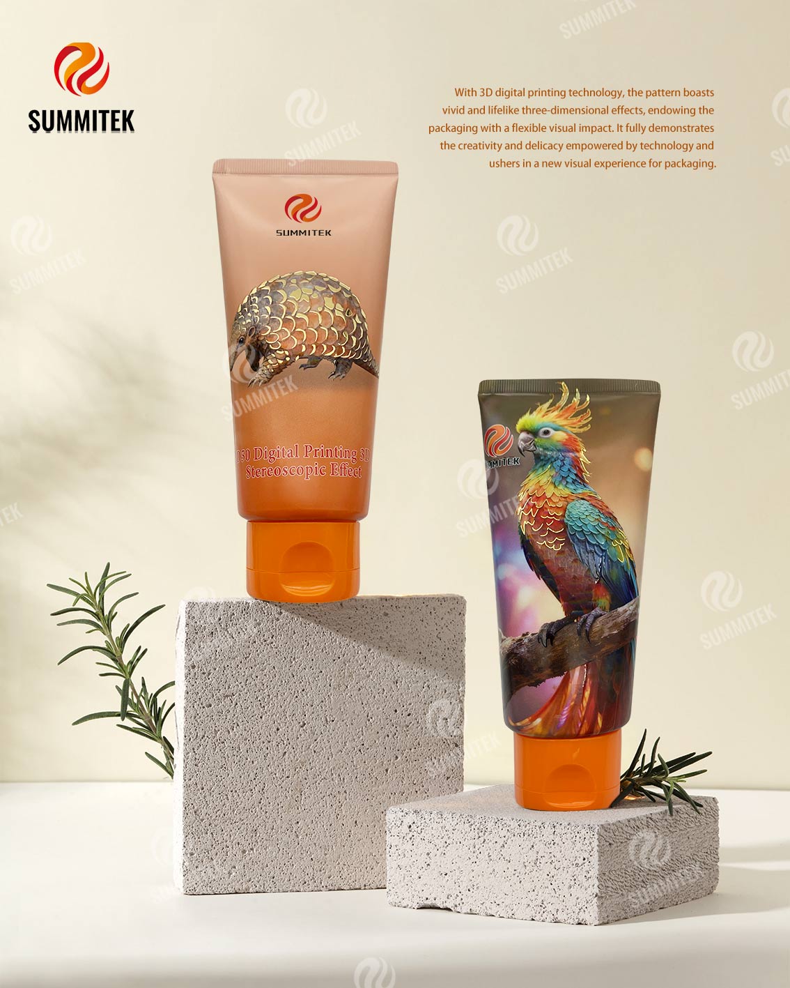 Tubo per stampa stereoscopica 3D | Packaging cosmetico stampato in digitale