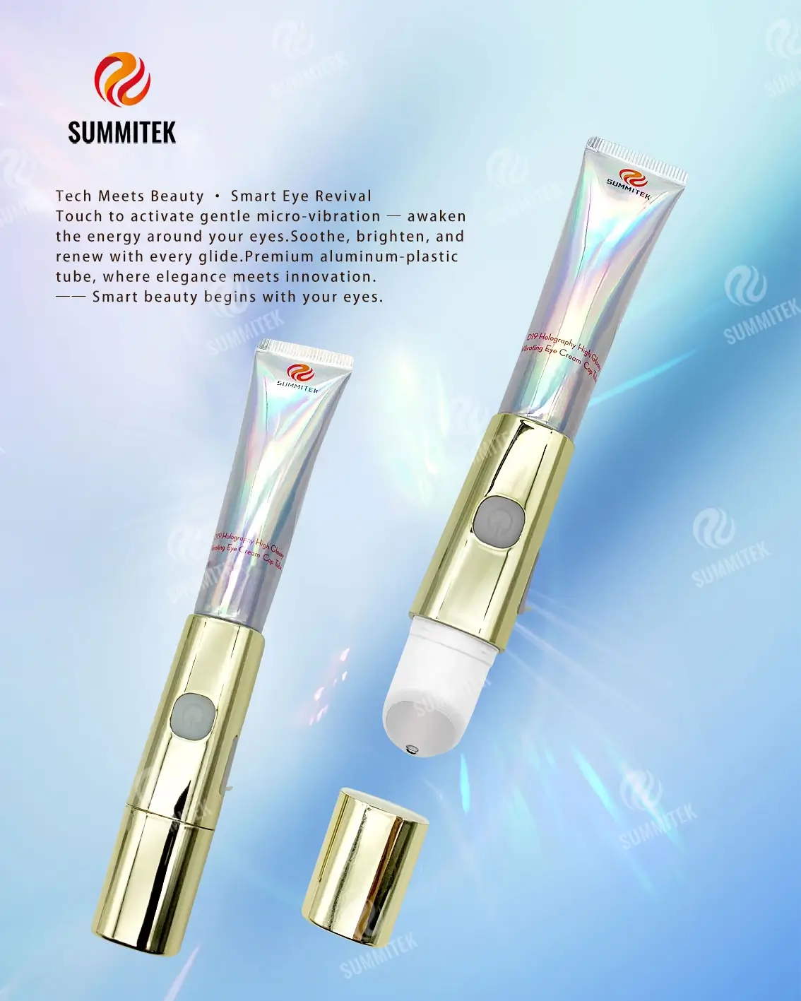 D19 Tubo vibrante per crema occhi | Confezione di siero per occhi con applicatore a microvibrazione