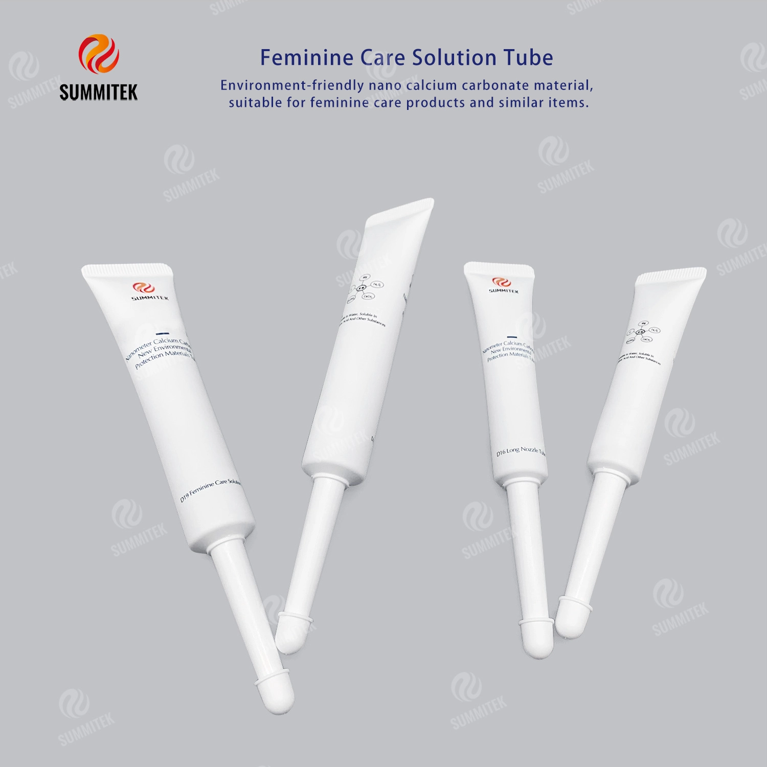 Tubo per la cura femminile con ugello lungo | Tubo ecologico in carbonato di calcio nanometrico D16/D19