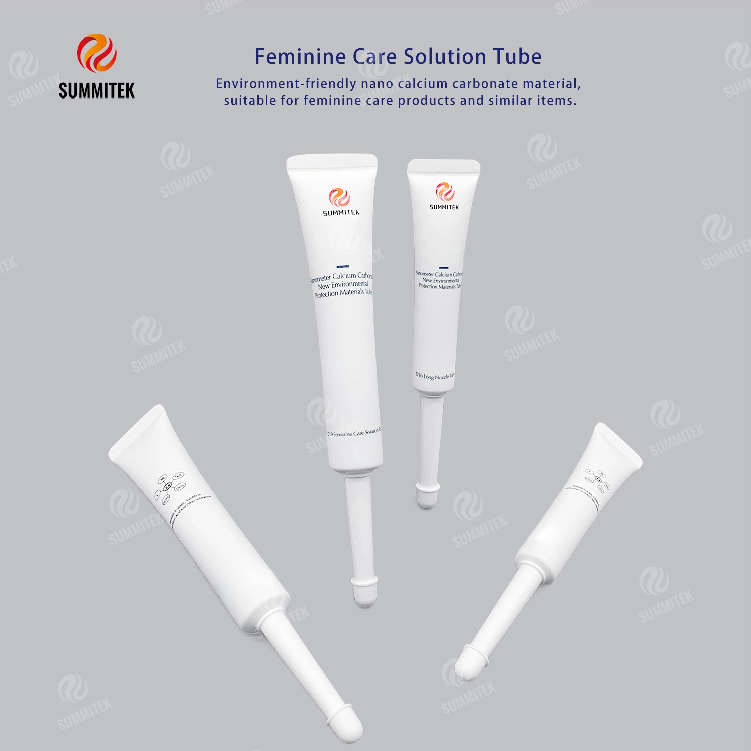 Tubo per la cura femminile con ugello lungo | Tubo ecologico in carbonato di calcio nanometrico D16/D19