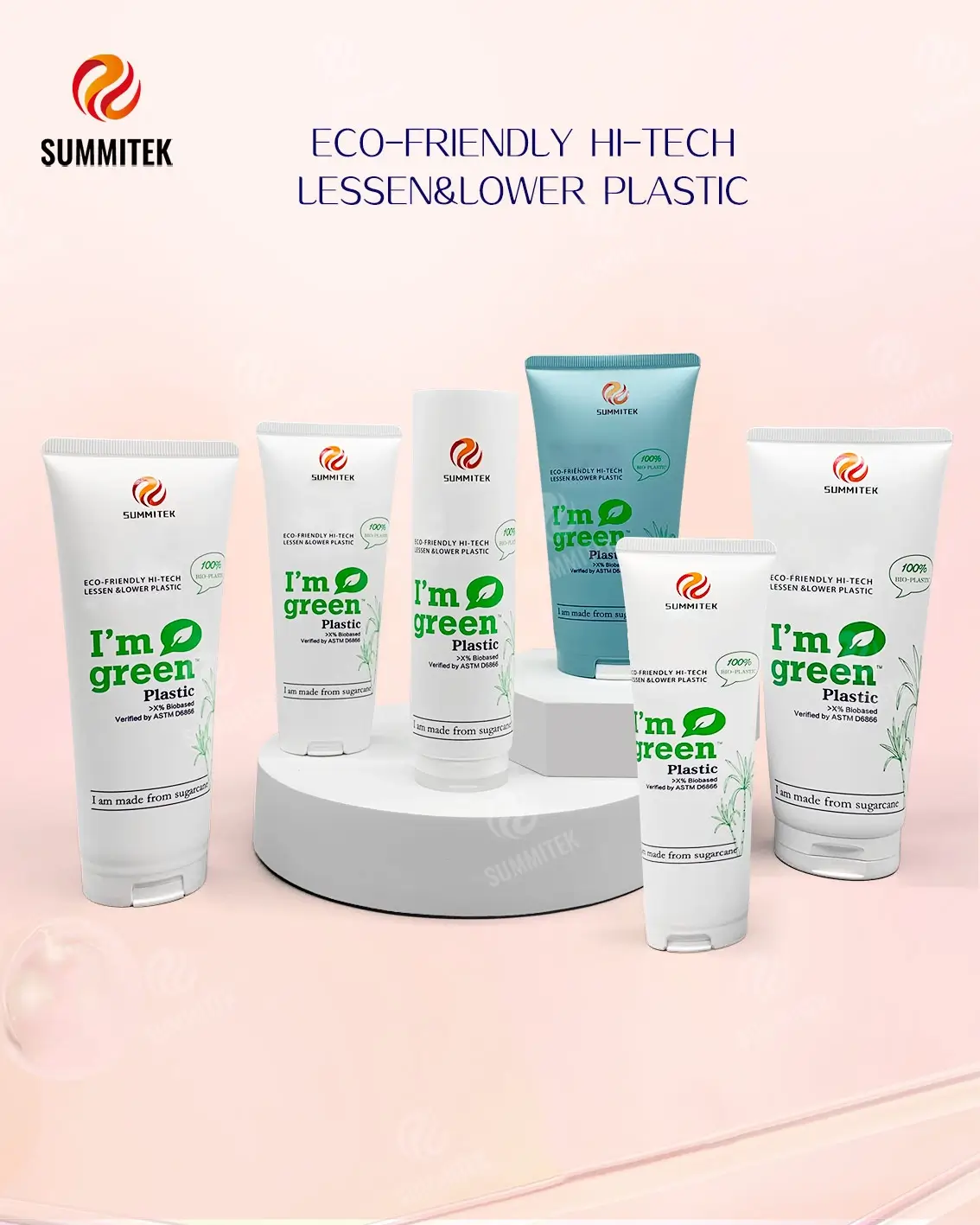 D35 D40 Tubo in PE a base biologica di canna da zucchero per confezioni naturali per la cura della pelle