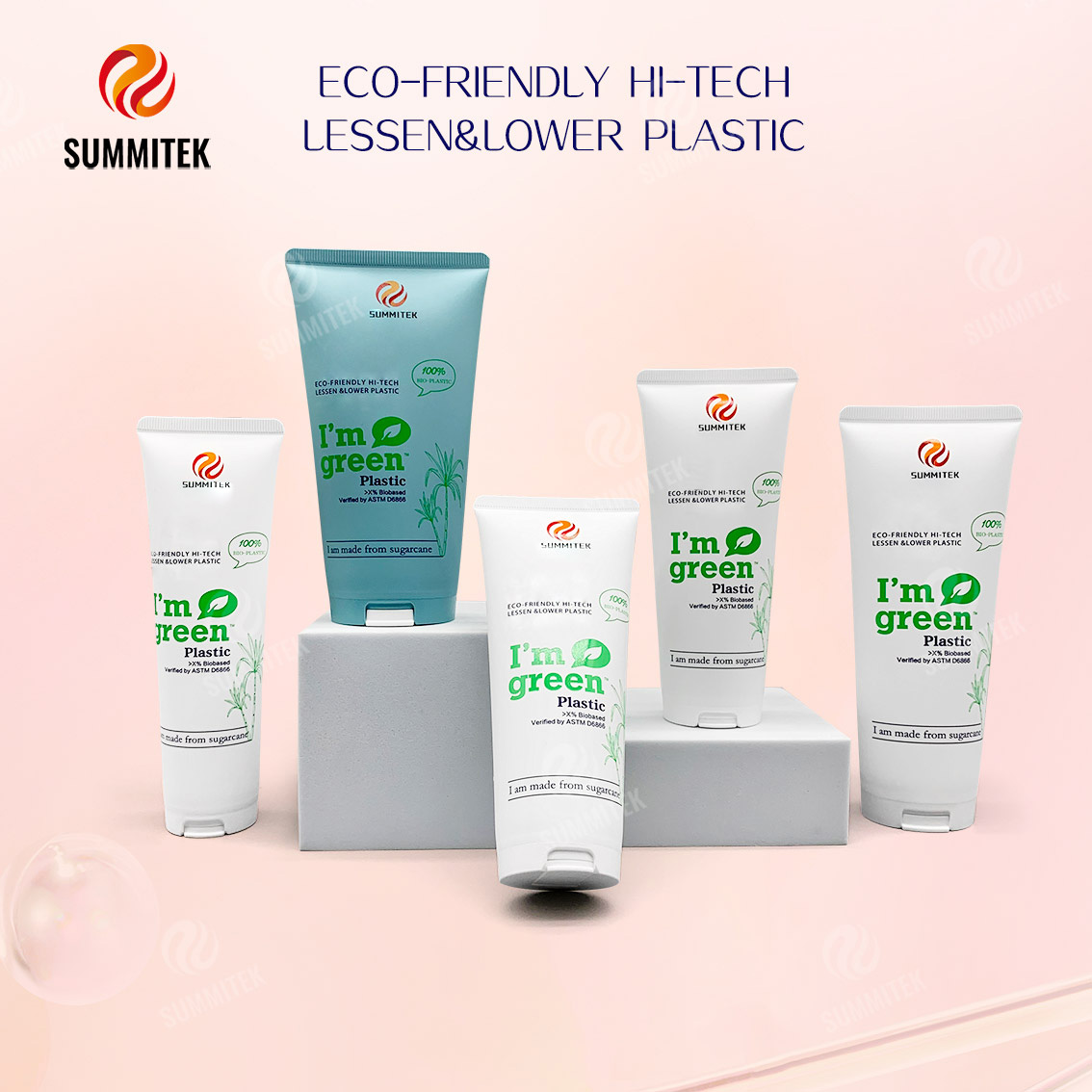 D35 D40 Tubo in PE a base biologica di canna da zucchero per confezioni naturali per la cura della pelle